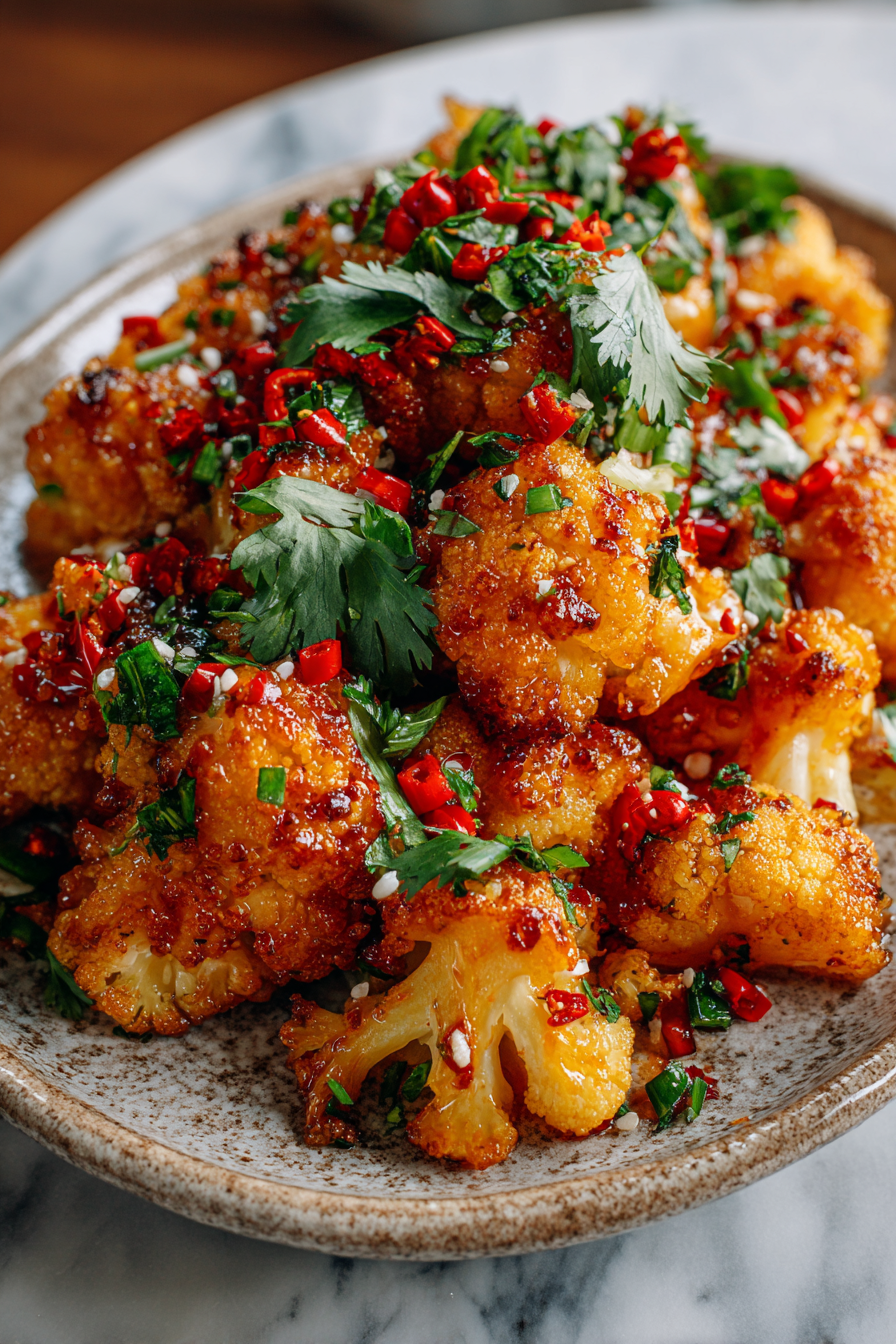 Sweet and Spicy Baked Cauliflower