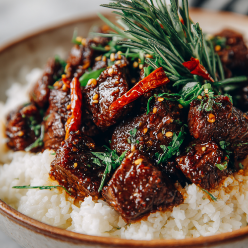 Sweet and Spicy Garlic Steak Dinner