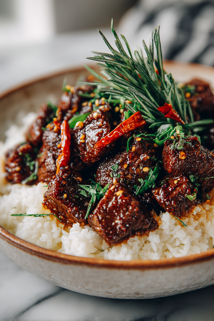 Sweet and Spicy Garlic Steak Dinner
