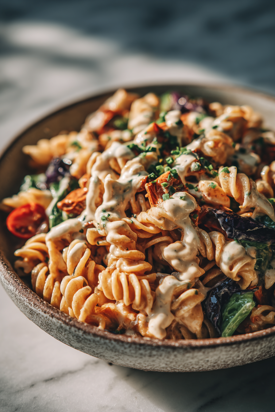 Vegan BBQ Ranch Pasta Salad